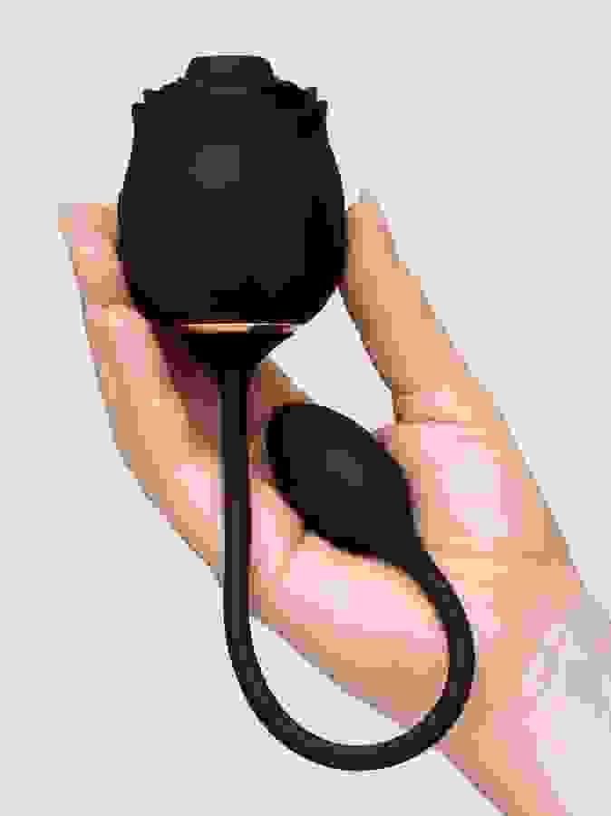Fifty Shades of Grey Dark Blushing Rose Clitoral Suction Stimulator and Vibrating Egg, Black, hi-res